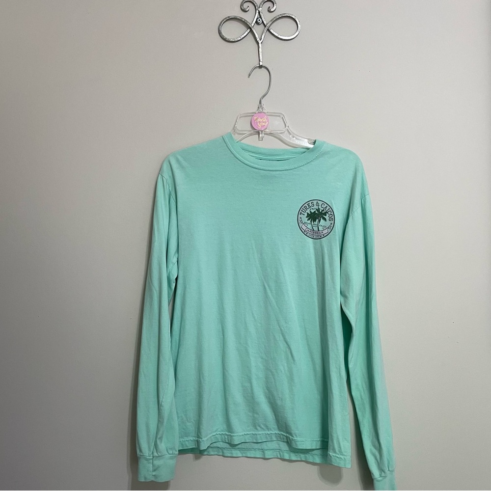 Mint Green Long Sleeve‎ Shirt Turks and Caicos Size S